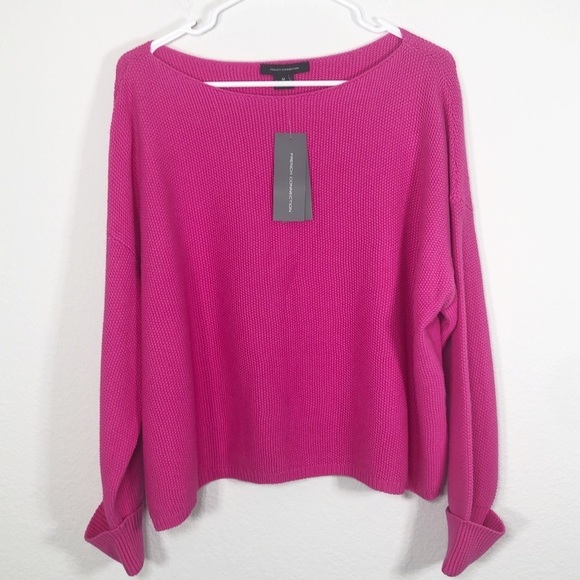 🔥French Connection oversized fuchsia sweater NWT Medium oversized - Picture 1 of 4